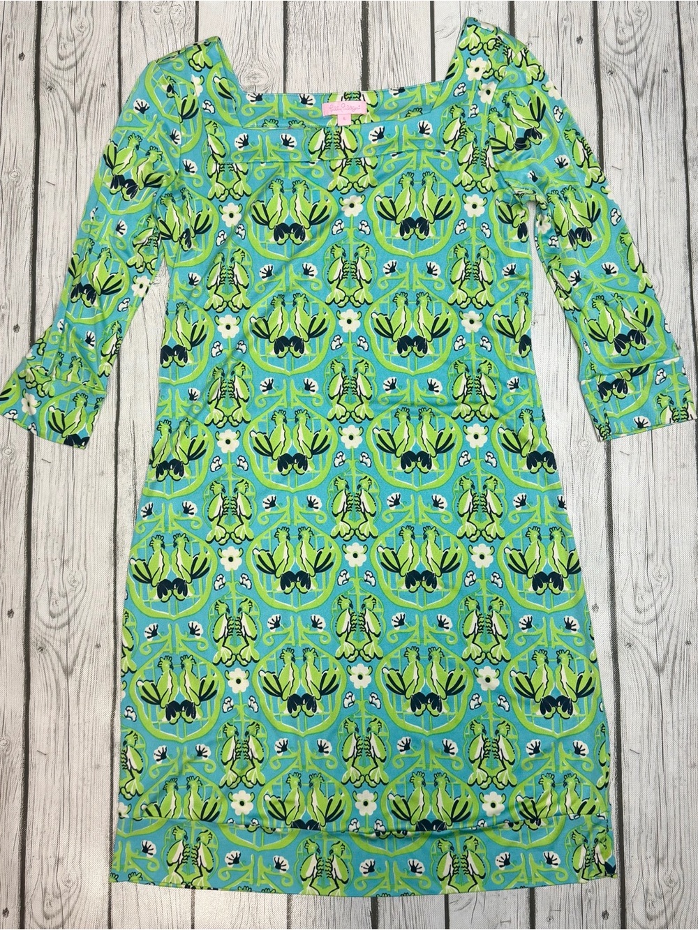 Lilly Pulitzer Women's 6 Newport Silk Dress Green Caw Me Shift